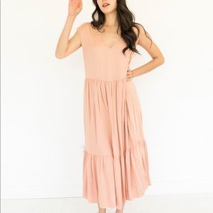 Elegant Peach Midi Dress
